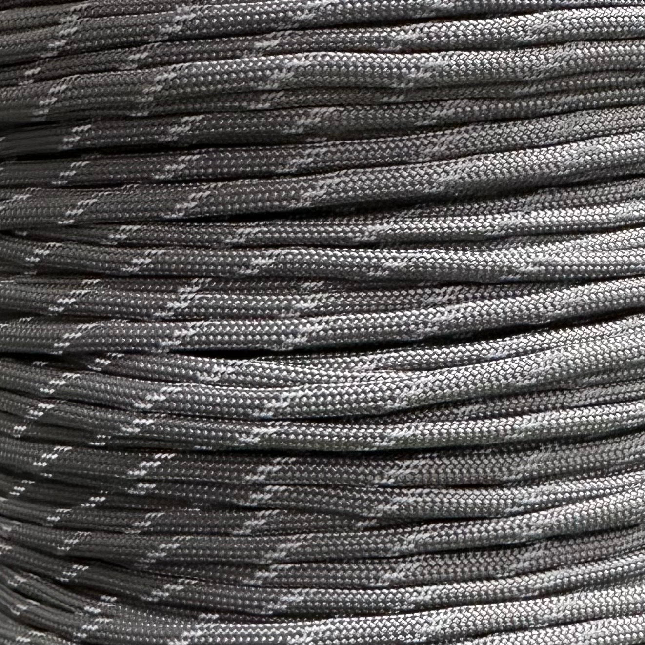 PARACORD 550 - CHARCOAL GREY W/ REFLECTIVE TRACERS