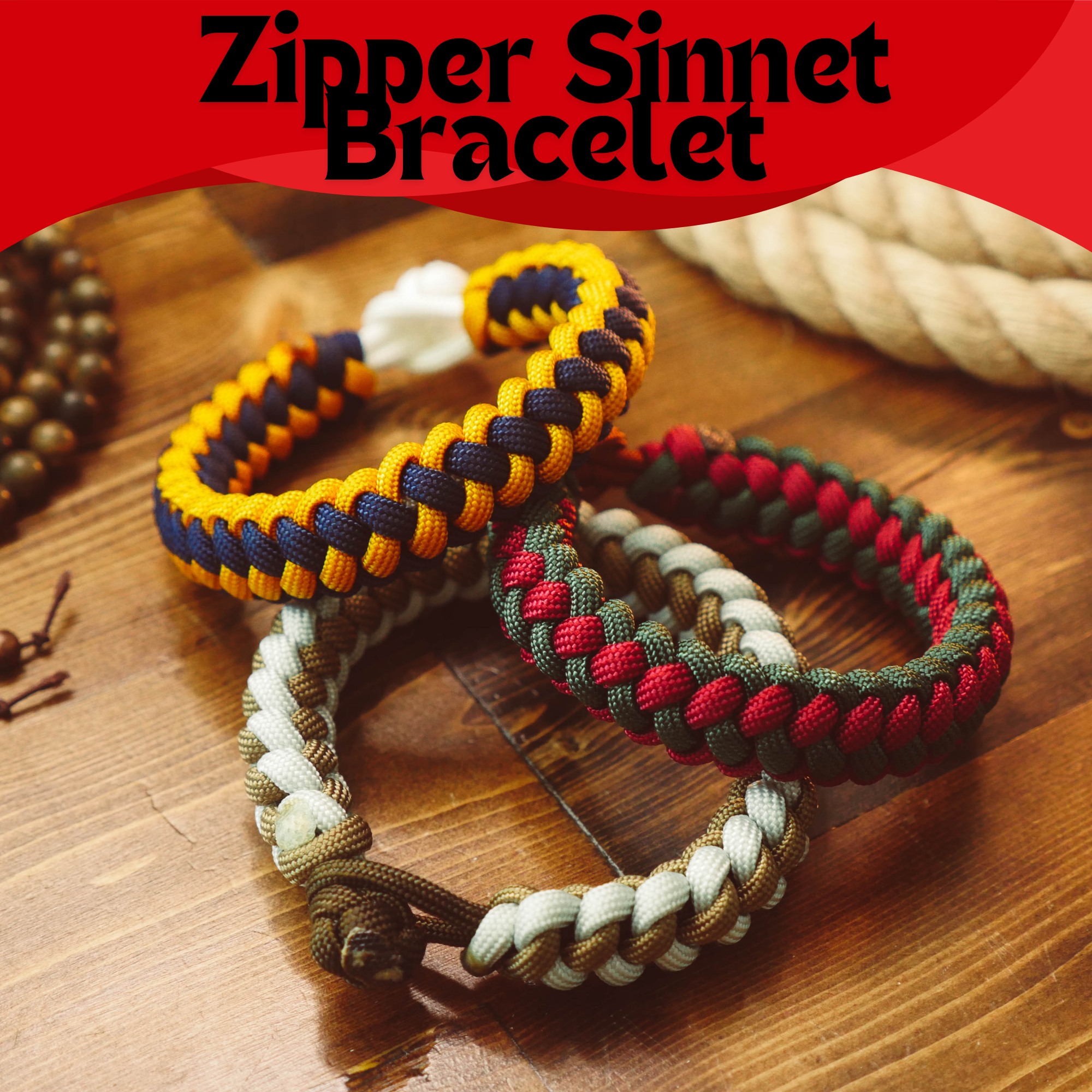 Zipper Sinnet Bracelet Project Kit - Makes 3 Bracelets!