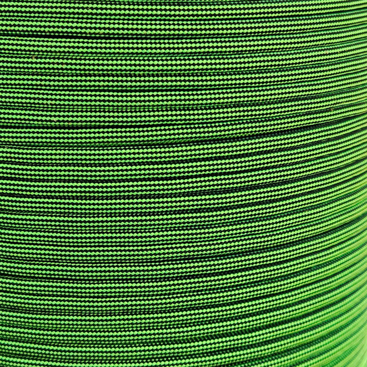 PARACORD 550 - NEON GREEN &amp; BLACK STRIPE (100ft Hank)