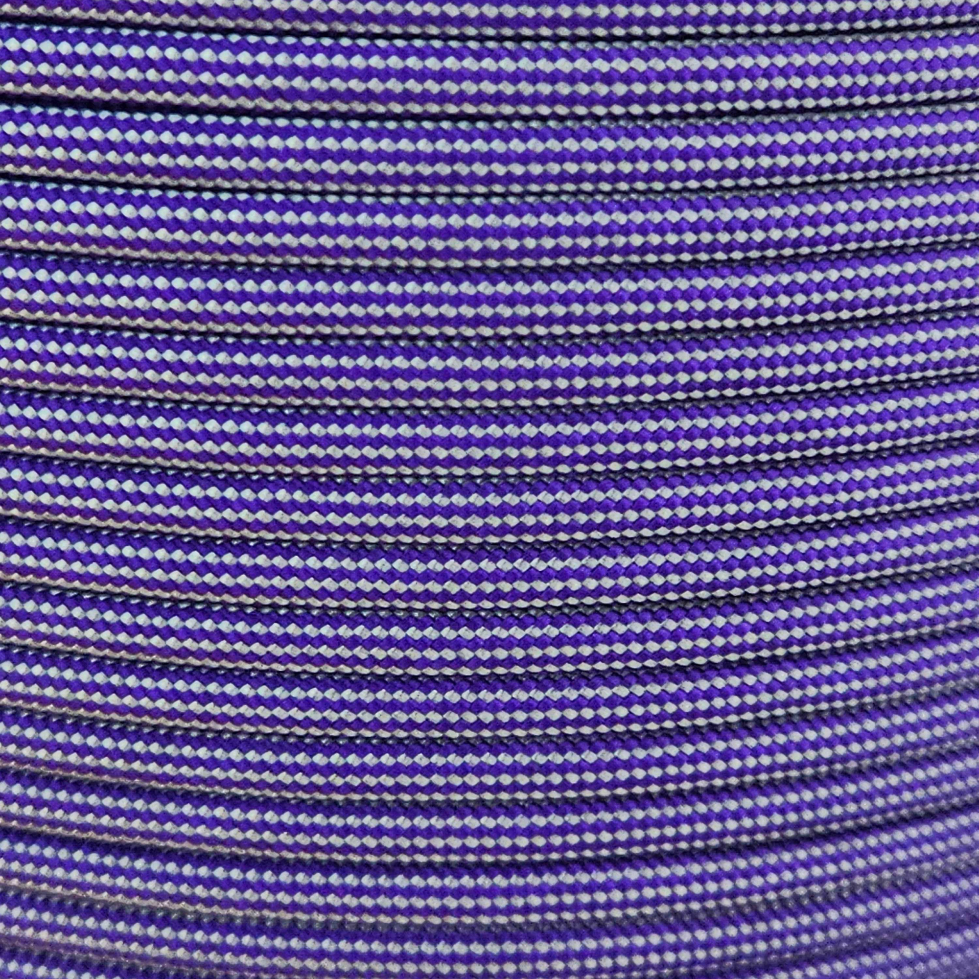 PARACORD 550 - ACID PURPLE &amp; SILVER GREY STRIPES (100ft Hank)