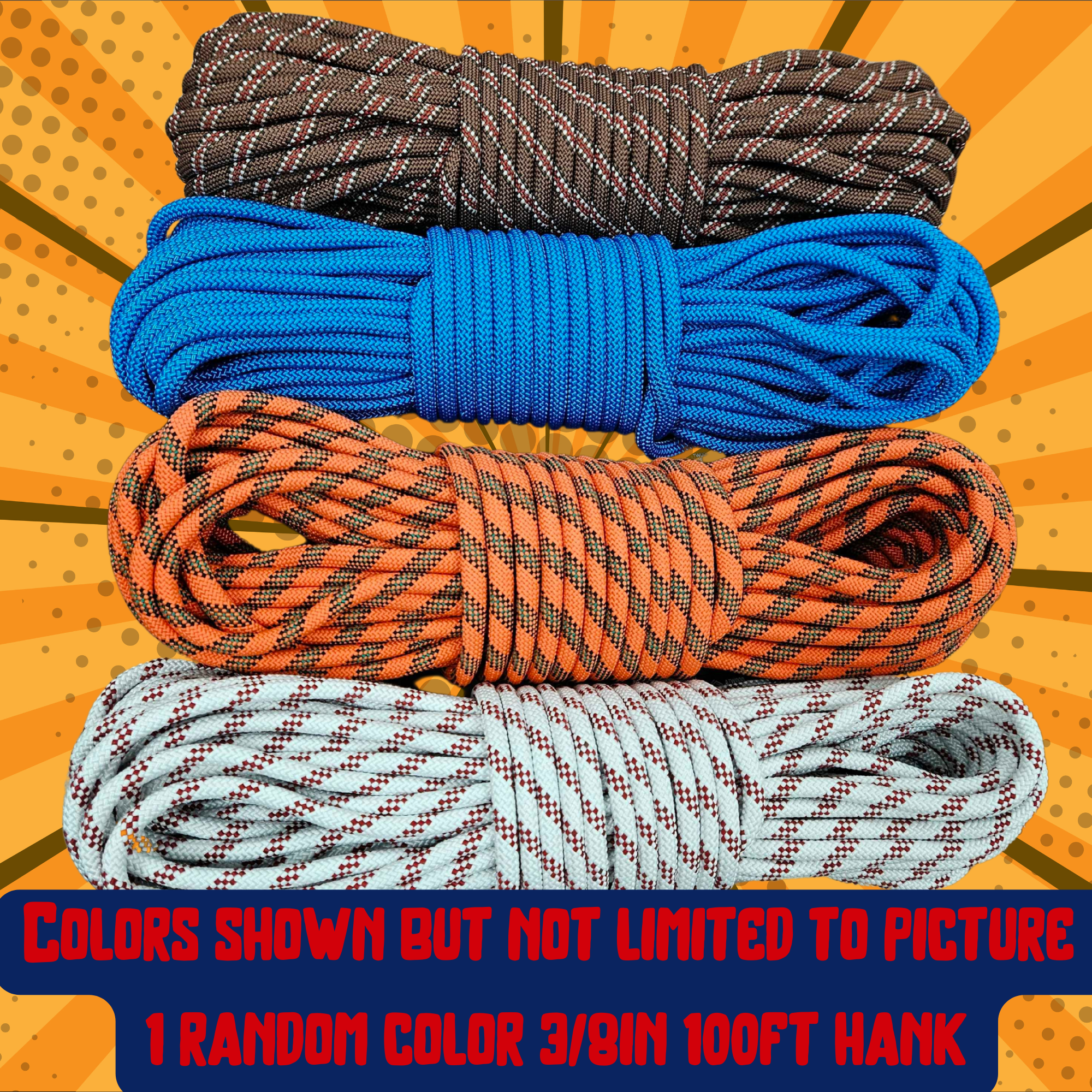 3/8&quot; UTILITY ROPE - MYSTERY COLOR (100FT HANK)