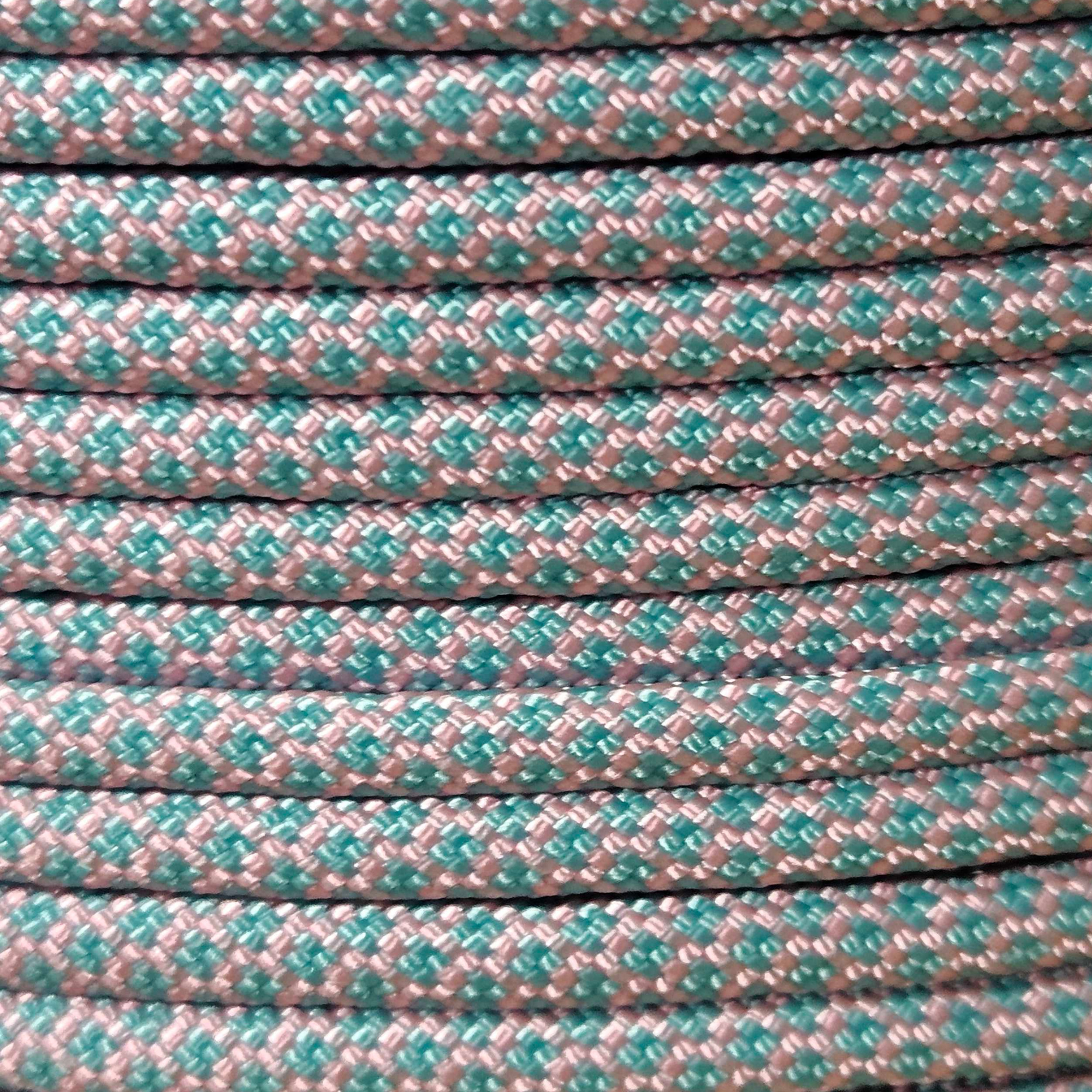 PARACORD 550 - ROSE PINK W/ TURQUOISE DIAMONDS
