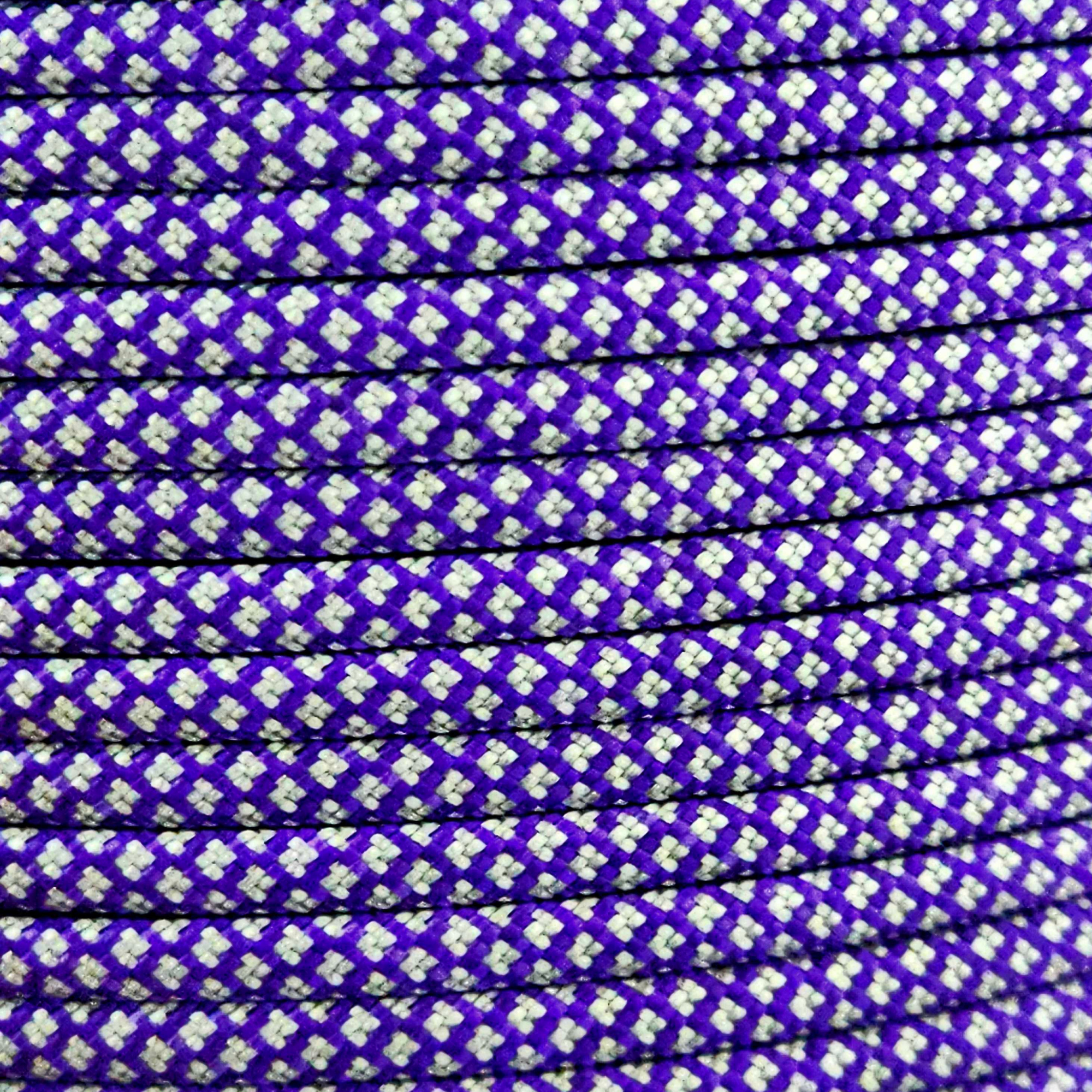 PARACORD 550 - ACID PURPLE W/SILVER GREY DIAMONDS (100ft Hank)
